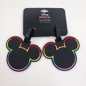 Disney Pride Collection Bag Tags Set of 2 Heavy Duty Mickey Mouse Shape Rubber